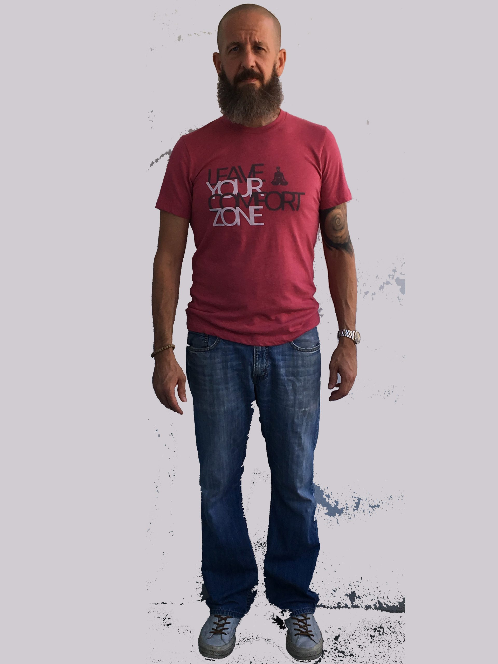leave-your-comfort-zone--mixed-on-pink-t-shirt-a-bearded-yogi-in-loving-memory-of-james-connelly